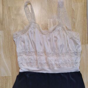 Vintage Nylon Satin Lace Lingerie Dress Slip Nightgown